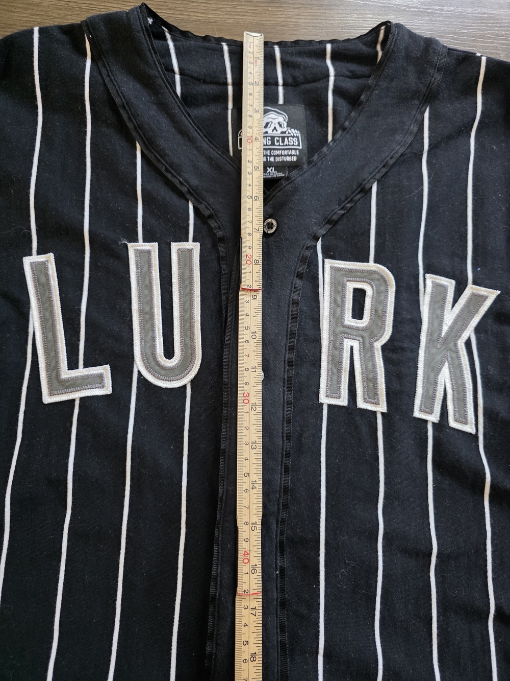 Lurking Class Sketchy Tank LURK Pinstripe Baseball Jersey Skull Black XL - Picture 7 of 15